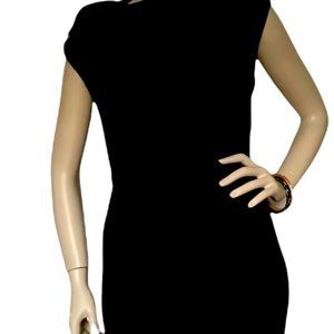 Vintage black velvet pencil midi dress